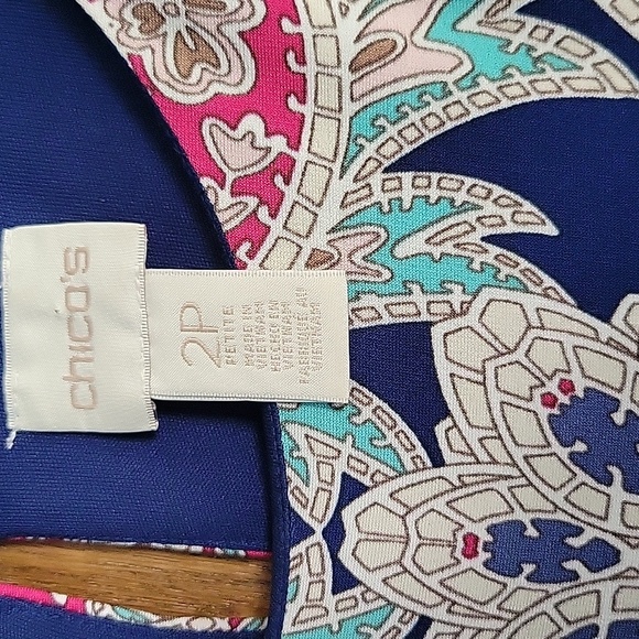 Chicos Chico's Crown Paisley maxi  Sz 2P sleeveless border print double slit - Picture 2 of 6